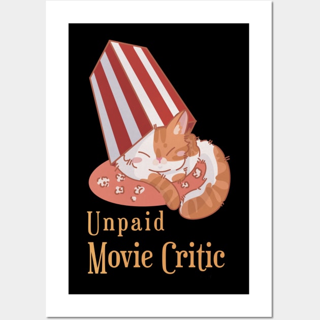 Unpaid Movie Critic - Red and white sleeping cat Wall Art by Feline Emporium